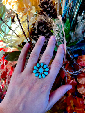 Adjustable Turquoise Cluster Ring