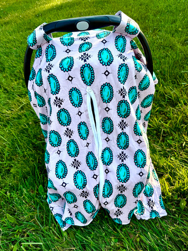 Turquoise Aztec Carseat Cover