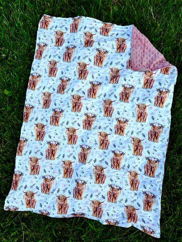 Highland Cow Baby with Momma Baby Blanket