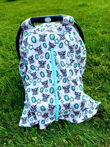 Turquoise Highland Carseat Cover