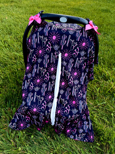 Hot Pink Cactus Carseat Cover