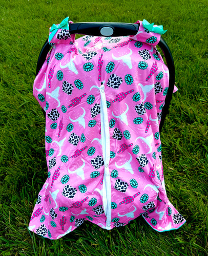 Pink Western Collage Carseat Cover