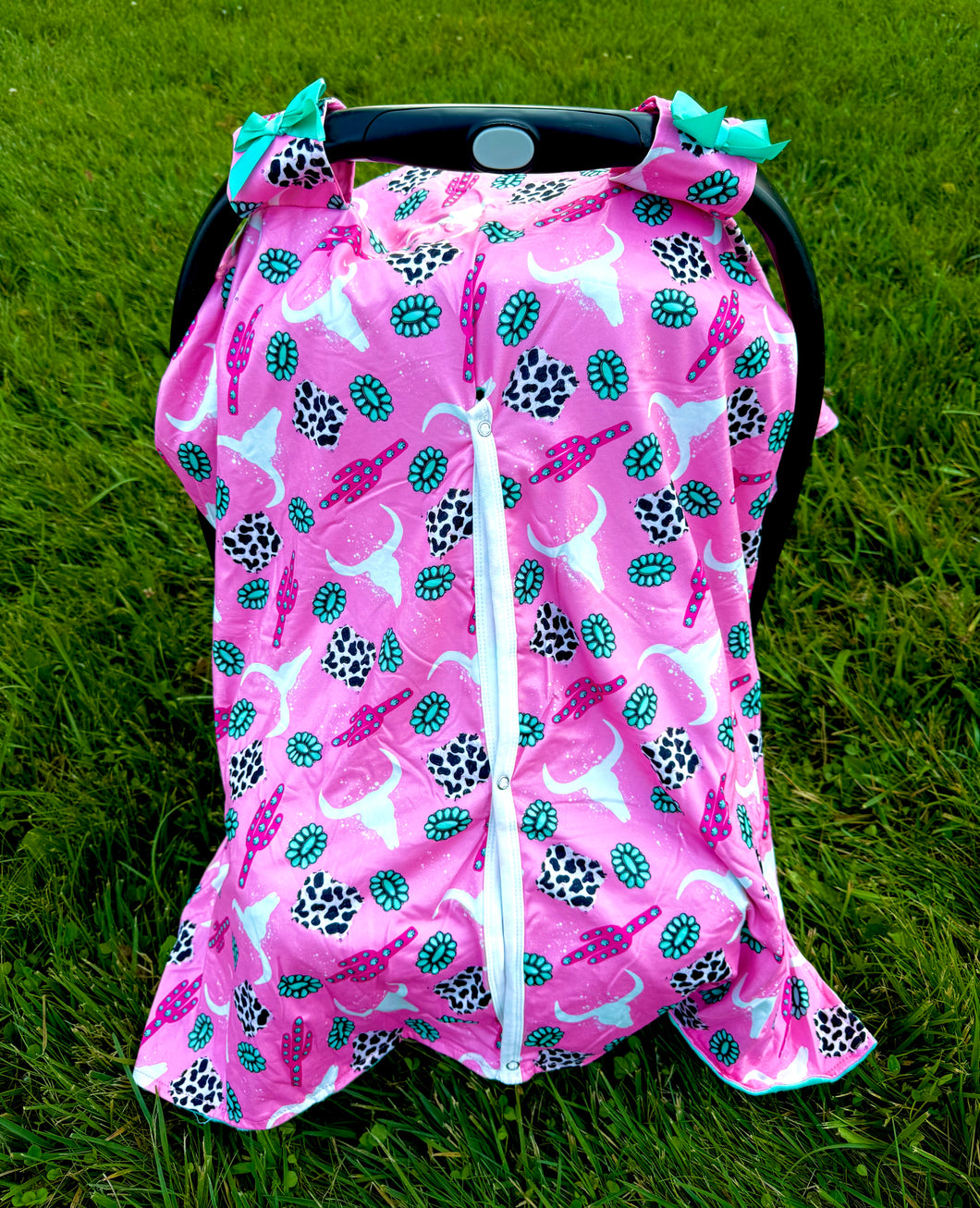Pink Western Collage Carseat Cover