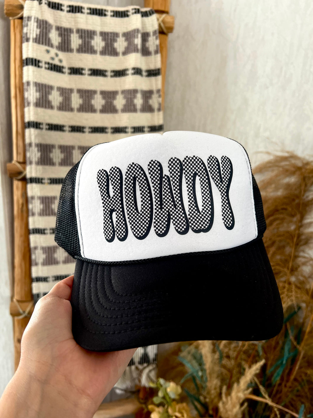 Checkered HOWDY Trucker Hat