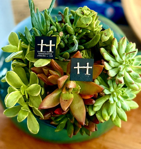 Sterling Cross Studs