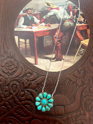 Turquoise Flower Cluster Necklace