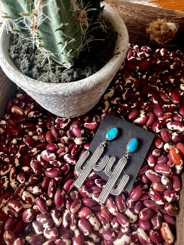 Navajo Sterling and Turquoise Cactus Earrings