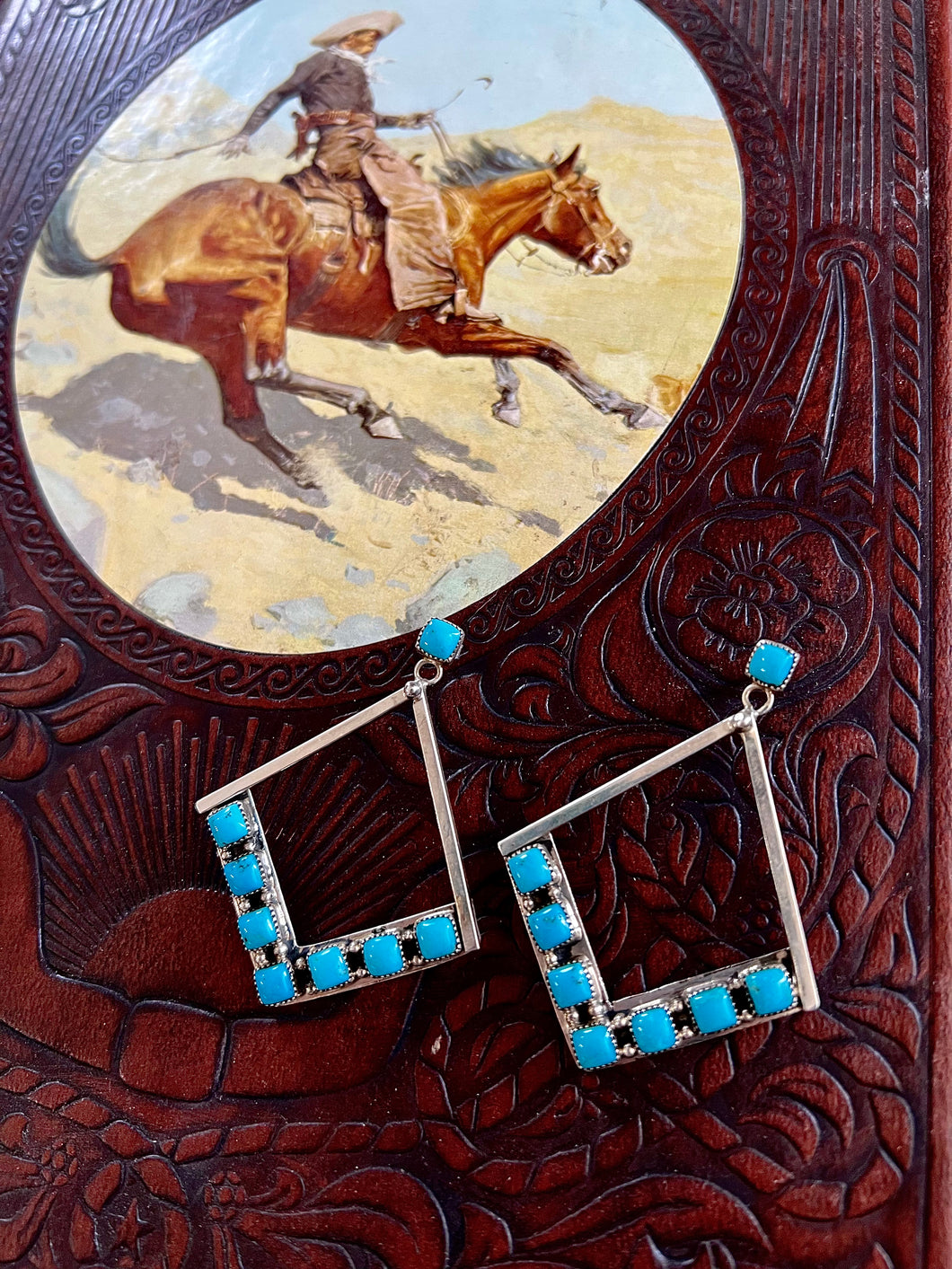 STUNNING 8 Stone Turquoise Post Earrings